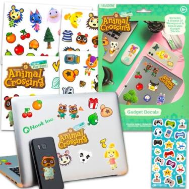 Imagem de Animal Crossing Adesivos de decalque - Pacote com 4 folhas de decalques sortidos para laptops, celulares, garrafas de água, carros e mais | Adesivos à prova d'água Animal Crossing