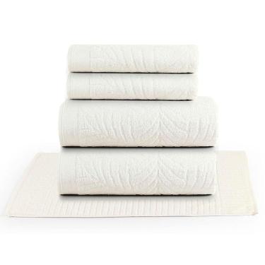 Imagem de Jogo De Banho Native Toalhas Macias Costela De Adão 100% Algodão Fio Penteado 5 Peças Off White