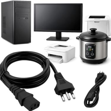 Imagem de Cabo de Energia Tripolar 1,5 m 3 Pinos – PC, Monitor, Impressora, TV e Panela Elétrica