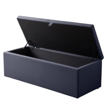 Imagem de Baú Organizador Puff Estofado 90x40x42cm Multiuso com Tampa Desenhada para Sala,Quarto e Decoração(Tampa Lisa Azul,4 Cm)