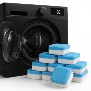 Imagem de Kit Profissional de 12 Pastilhas de Limpeza Profunda para Máquina de Lavar, Tecnologia Efervescente de Dupla Ação, Compatível com Todos os Modelos