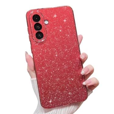 Imagem de MINSCOSE Capa com glitter compatível com Samsung Galaxy S26, linda estética brilhante, fina, à prova de choque, brilhante para Samsung Galaxy S26 para mulheres e meninas - vermelho vinho
