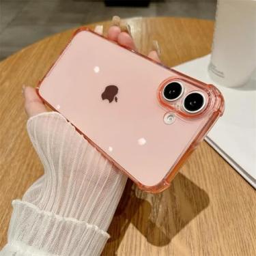 Imagem de HTVJFX Capa de silicone macia de luxo para iPhone 15, proteção à prova de choque, capa traseira transparente (para iPhone 15/rosa)