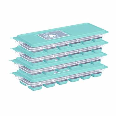 Imagem de Kit 4 Formas de Gelo Silicone com Tampa Enche Fácil (Verde água)