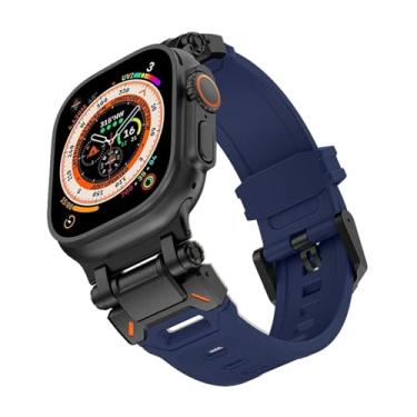 Imagem de XNWKF Pulseira de borracha macia para Apple Watch Ultra 2 1 de 49 mm, 45 mm, 44 mm, 42 mm, S10 de 46 mm, acessórios para IWatch Series 9, 8, 7, 6 SE 5, acessórios (preto azul escuro, S10 de 46 mm)