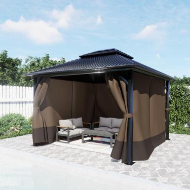 Imagem de BPS Cortina de gazebo de 3,5 m x 3,5 m, privacidade, 4 painéis, cortina de substituição para exterior (apenas cortina)