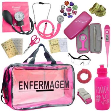 Imagem de Kit Enfermagem Top Cores Premium Completo Estagio Estetoscopio Aparelh