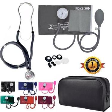 Imagem de Aparelho Pressão Esfigmomanômetro Aneroide + Estetoscópio Rappaport Du