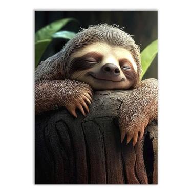 Imagem de Placa Decorativa A4 Bicho Preguiça Sorrindo