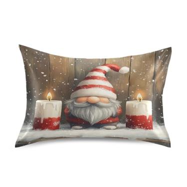 Imagem de Blueangle Linda fronha de cetim gnomo para cabelo e pele, fronha de seda, tamanho Queen (51 x 76 cm) - Capas de almofada de cetim com fecho de envelope (404)