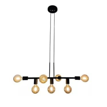 Imagem de Lustre de Teto Pendente 7 Lâmpadas Mesa de Jantar e Área Gourmet Jabuticaba Preto