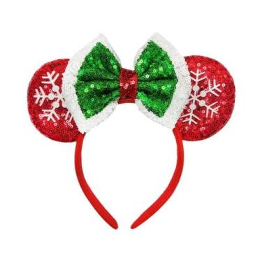 Imagem de Tiara De Natal Mickey Mouse Com Orelhas De Flor De Neve, Acessórios De