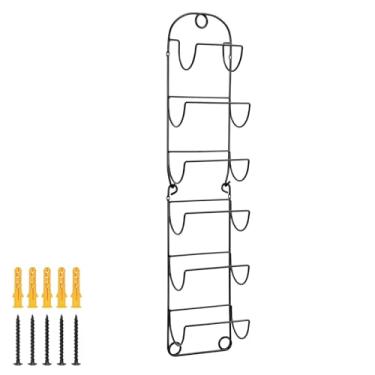 Imagem de FHUIEWRY Toalheiros para suporte de parede de banheiro, suporte de armazenamento de toalhas enroladas de 6 níveis, rack de vinho de metal, para spa, salão, trailer, acampamento, armário, organizador