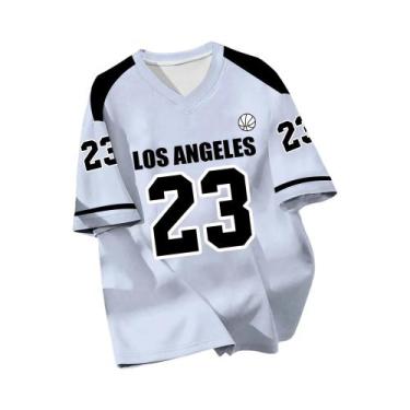 Imagem de Camiseta De Basquete Masculina Los Angeles 23 Com Decote Em V, Manga C
