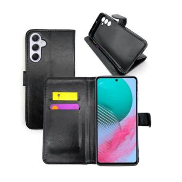 Imagem de Kit Capa Carteira Preta Samsung Galaxy M54 + Película 9D Cerâmica Prot