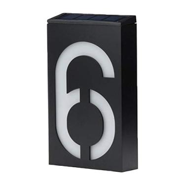 Imagem de Placa de luz LED de energia solar para casa de hotel endereço placa número dígitos placa lâmpada exterior casa (número 6)