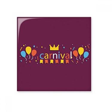 Imagem de Coroa de balão Feliz Carnaval de Veneza Azulejo de cerâmica brilhante Decalque de pedra adornada de tijolos vitrificados