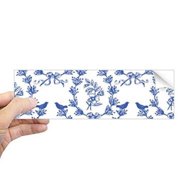 Imagem de DIYthinker Adesivo retangular com símbolo de folha de planta, azul, branco, para-choque, adesivo para janela