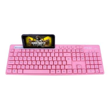 Imagem de Teclado Rosa Pink Usb Smart Com Suporte Para Celular Homologação: 137462011512