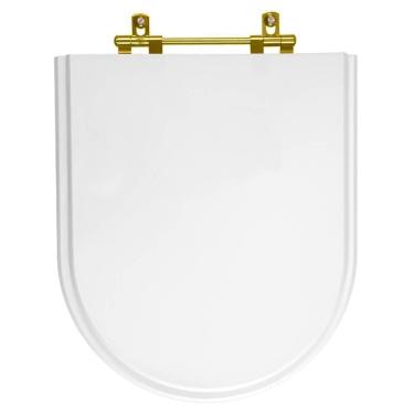 Imagem de Assento Sanitário Poliéster Smart Branco para vaso Celite Com Ferragem Dourada