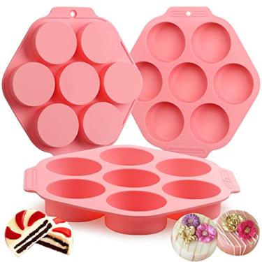 Imagem de Sidosir Molde de silicone para biscoito Oreo com 3 peças, cilindro redondo de 7 cavidades, moldes de cobertura de chocolate Oreo para doces, moldes de silicone para mini bolos, geleia
