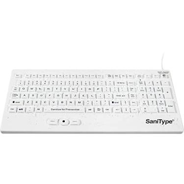 Imagem de Teclado higiênico resistente lavável SaniType com ponta resistente com ponteiro de pista (USB) (branco) | KBSTRC105SPi-W
