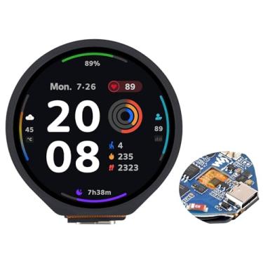 Imagem de waveshare Placa MCU ESP32-S3 com LCD de toque redondo de 1,3 polegadas integrado e sensor de 6 eixos, etc., processador LX7 dual-core de 32 bits, suporta Wi-Fi de 2,4 GHz (802.11 b/g/n) e Bluetooth 5