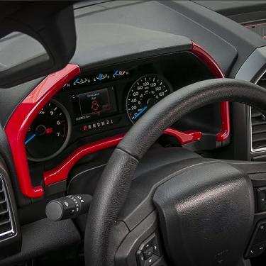 Imagem de Voodonala Guarnição de painel vermelho para Ford F150 F250 F250 F350 Super Duty 2015 2016 2017 2018 2019 2020 (vermelho, 3 peças)