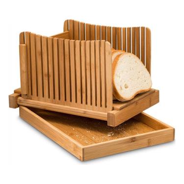 Imagem de Fatiador De Pão De Bambu Com Tábua De Corte Dobrável Generic