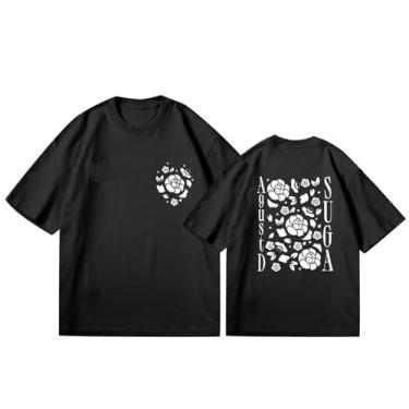 Imagem de Camiseta Su-ga Solo Agust D, camisetas estampadas k-pop Support camisetas soltas unissex camiseta de algodão, Preto, G