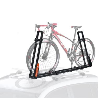 Imagem de TOOENJOY Suporte de bicicleta para carro, suporte vertical para bicicleta com braço de carga dupla e trava de catraca segura, apenas para barra transversal móvel