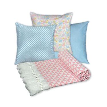 Imagem de Kit Manta de Sofá Decorativo Páscoa com 3 Capas de Almofada 45 x 45 - 
