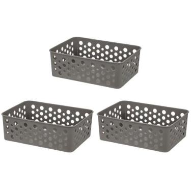 Imagem de Kit 3 Cesto Organizador Rattan Multiuso Armário Gaveta Lavanderia P (1