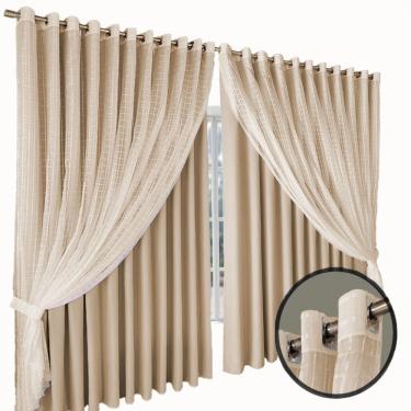 Imagem de cortina blecaute para sala e quarto Jade 8,00 x 2,90 palha