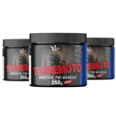 Imagem de kit 3 Pré Treino Terremoto 250g Com as composições L-Arginina,Beta Ala