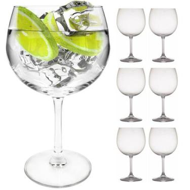 Imagem de Jogo 6 Taças Cristal Titânio Bohemia Vinho Gin Roberta 600ml
