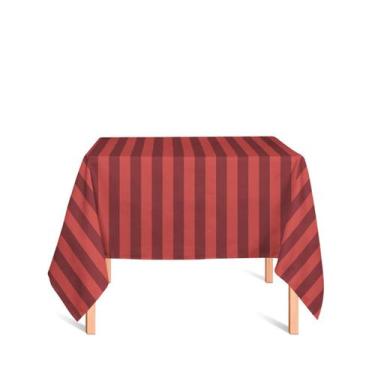 Imagem de Toalha de Mesa Quadrada em Tecido Jacquard Vermelho e Preto Listrado T