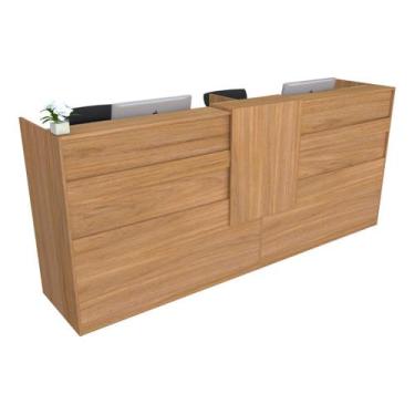 Imagem de Balcão Recepção Caixa 238cm Louro Freijó - Linha Premium - Modelo 1.1 