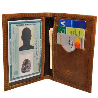 Imagem de Carteira Masculina Slim em Couro Porta Rg Porta Cartões Marrom Claro -