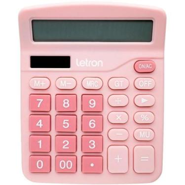 Imagem de Calculadora de Mesa 12 Dígitos Rosa Neo Solar Letron - Leonora