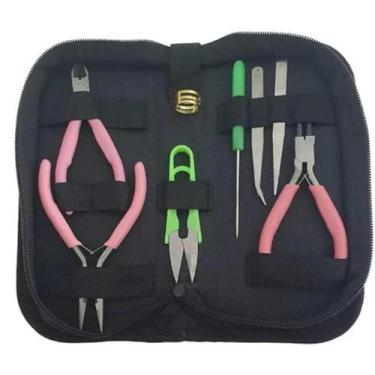 Imagem de Kit 8 Pcs Alicate Bijoux Pinça Bijuteria Jóias + Estojo Lanmax, Rosa