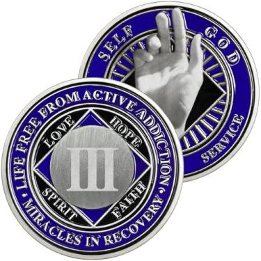 Imagem de Medalhões NA de 3 anos | Moedas de recuperação de narcóticos anônimos | Presentes de sobriedade NA para homens e mulheres | Moeda comemorativa do tempo limpo para aniversário de 3 anos | Medalhão de