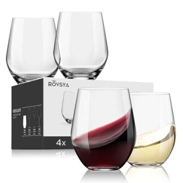Imagem de Conjunto de 4 taças de vinho sem haste OJA, vinho branco e tinto, transparentes, 450 ml, taças de cristal premium resistente para uso diário, aniversário, casamento, festa em casa, bodas, dia dos pais