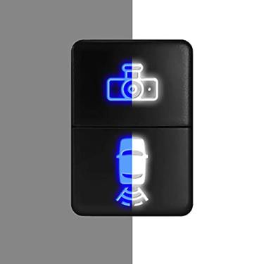 Imagem de [DASHCAM/Câmera reversa] Substituição de botão de pressão de duas funções/duas cores para Toyota Tacoma Tundra 4Runner Sequoia etc - Tamanho 2,2 x 3,3 cm - Azul-Branco/Azul-Branco