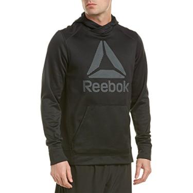 Imagem de Reebok Jaqueta masculina de lã de poliéster quente, pronta para treino, pequena, preta