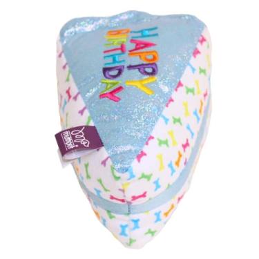 Imagem de Multipet Brinquedo de cachorro fatia de bolo de aniversário, azul, 15 cm (6")