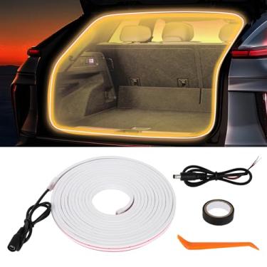 Imagem de Fita de LED para carro – iluminação ambiente de porta-malas, cores amarelas quentes 3500 K, faixa de luz LED flexível de 300 cm, fácil instalação, impermeável, ajuste universal, para porta-malas, SUVs