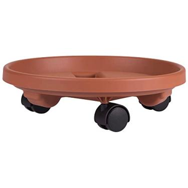 Imagem de Bloem Suporte redondo para plantador com rodas: 30 cm - Terra Cotta - Carrinho de plástico durável, movimento de roda de 360 graus, para uso interno e externo, jardinagem, capacidade de 34 kg