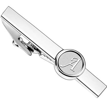 Imagem de AMITER 26 letras prendedor de gravata e abotoaduras para homens, conjunto de barra de gravata inicial e clipe de gravata para negócios, casamento, aniversário, Metal