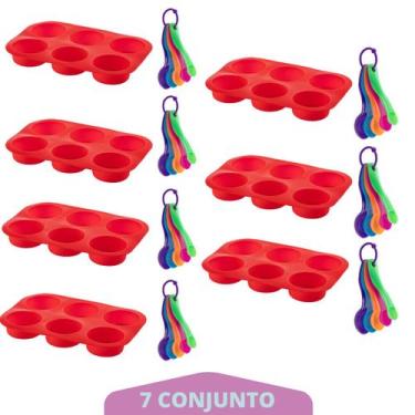Imagem de Medidora 5 Pçs + Forma de Silicone Cupcake Sortida 7Un - QUALITY HOUSE